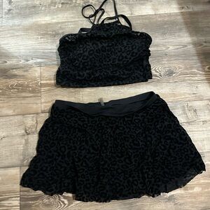 Torrid Black Leopard Print Skirt Set